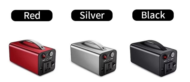 180Wh Portable Power Station Color Variations: Red, Silver, Black 