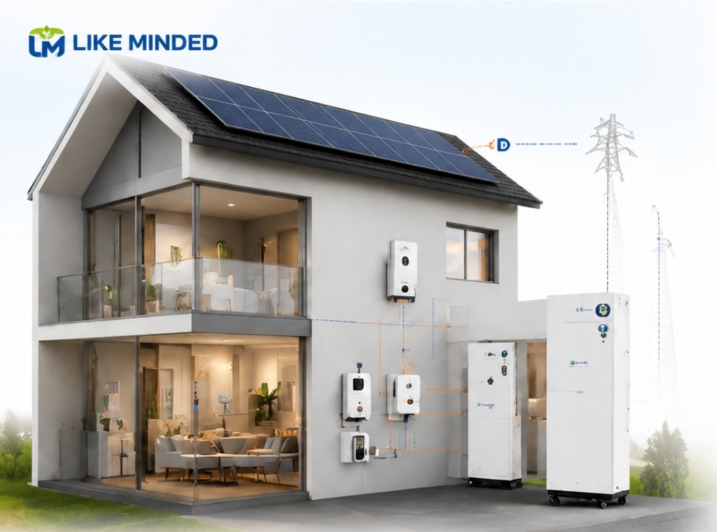 Like Minded residential solar battery storage solution Home solar and battery energy storage system